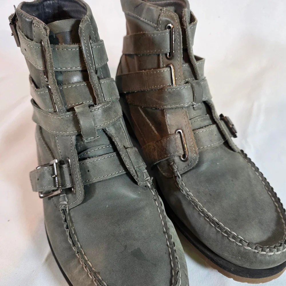 Sebago x Vane The‎ Ridgeway Mens 11 Grey Leather Multistrap Moc Toe Boots Vibram